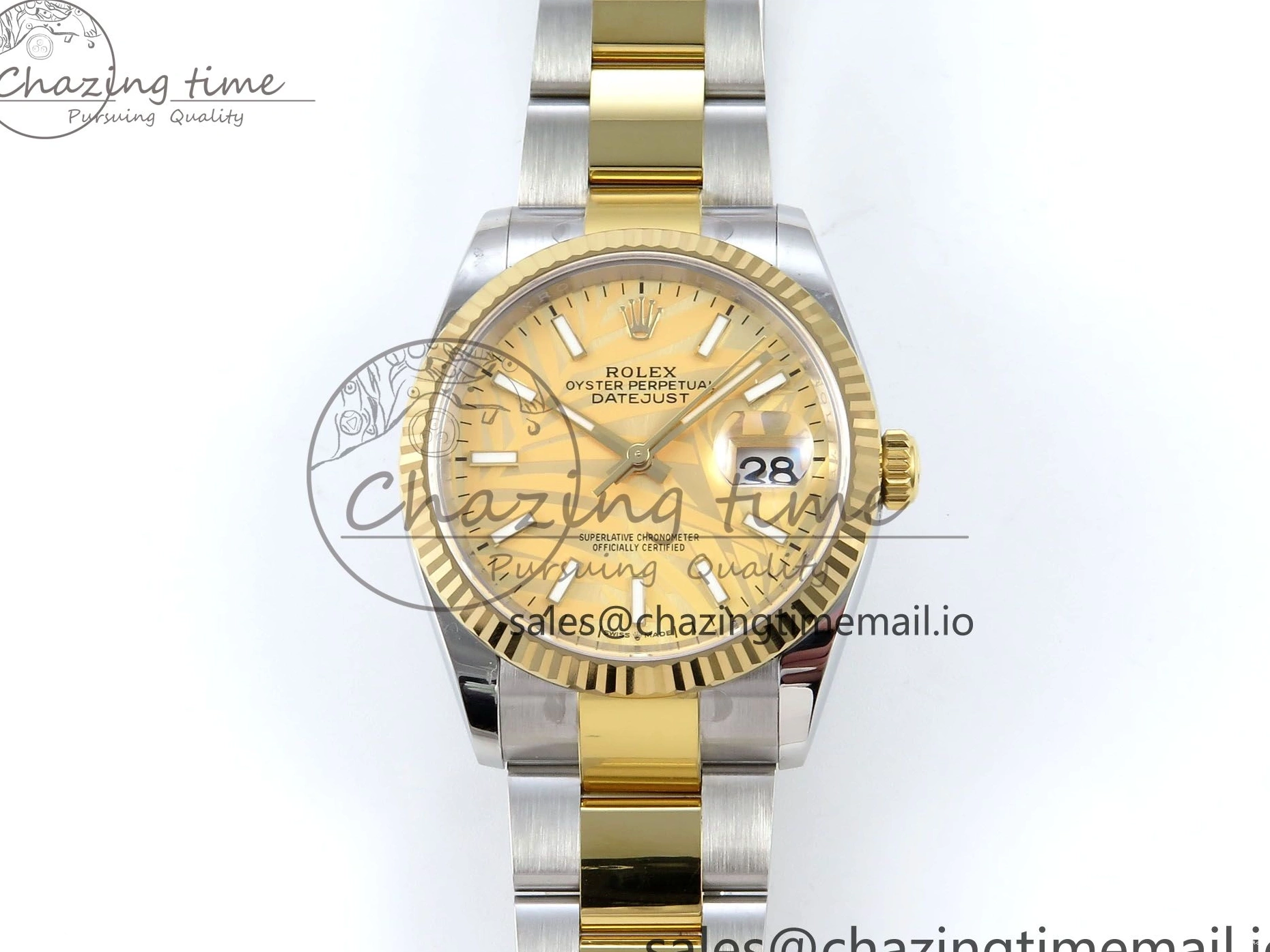 126233 Edition YG Dial 36 A3235 Bracelet on YG Best Leaf SS Stick Oyster DateJust EWEF 0505